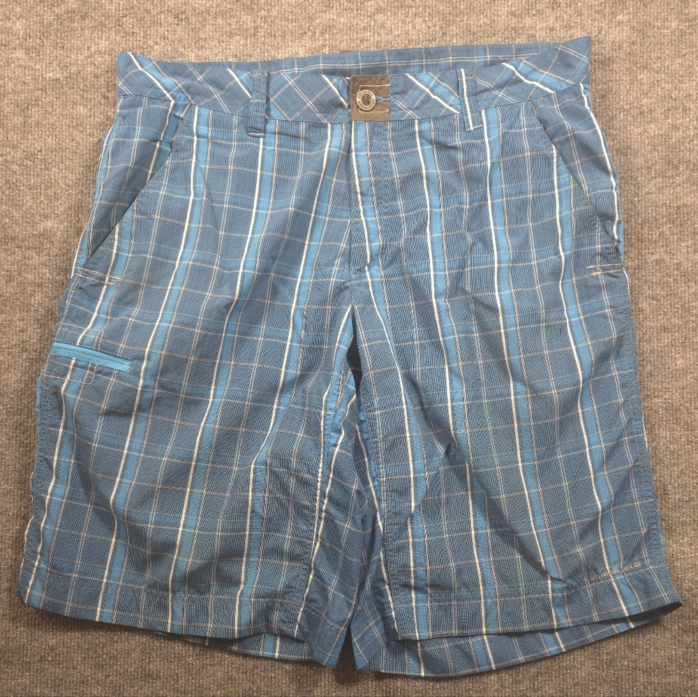 Columbia PFG Men's Blue Plaid Omni-Shield‎ Cargo/Hybrid Shorts Size 36